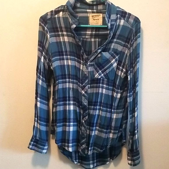 Arizona Jeans Boyfriend Fit Blue Flannel - Picture 1 of 5